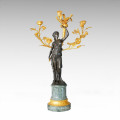 Candle Holder Statue Rose Lady Candlestick Bronze Sculpture Tpch-030j / 031j